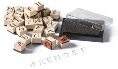 Letterstempels a-z met inktkussen zwart (leskist)