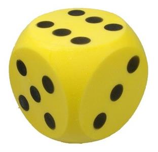 Dobbelsteen soft groot 15x15 cm lichtgeel