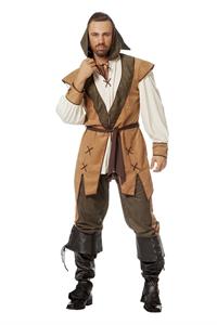 Middeleeuwse boerkostuum lichtbruin/groen (2-delig) (kleding volwassene)