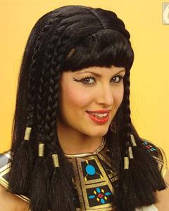 Egyptische pruik zwart met meerdere vlechten (pruik)
