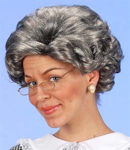 Pruik met korte grijze krullen (pruik)