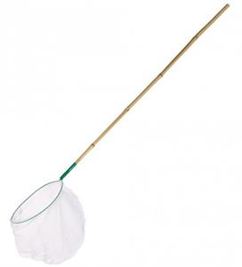 Schepnet fijnmazig met lange bamboestok
