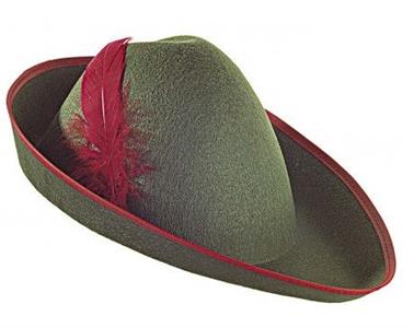 Robin Hood groen met rode veer (hoed)