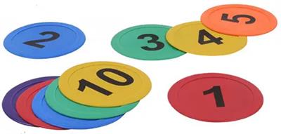 Markeerschijven, set met nummer 1-10 (leskist)