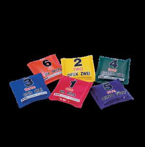 Pittenzakken met getallen 1-6 (leskist)