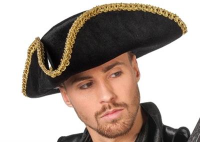 Driesteek zwart met gouden rand (hoed)