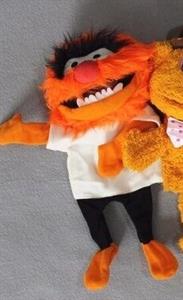 Oranje Muppet met grote tanden (handpop)