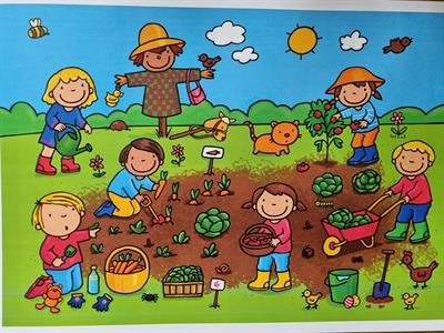 Lente - De moestuin (praatplaat)